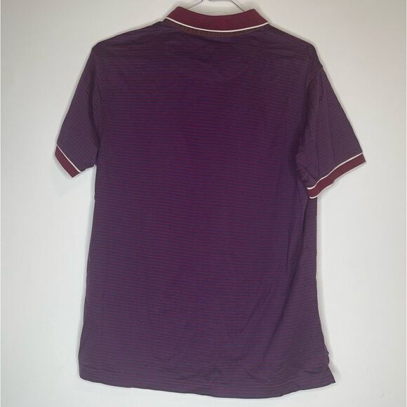 Pringle of Scotland Maroon-Navy-White Striped Luxury Polo in Size XL - Picture 2 of 6